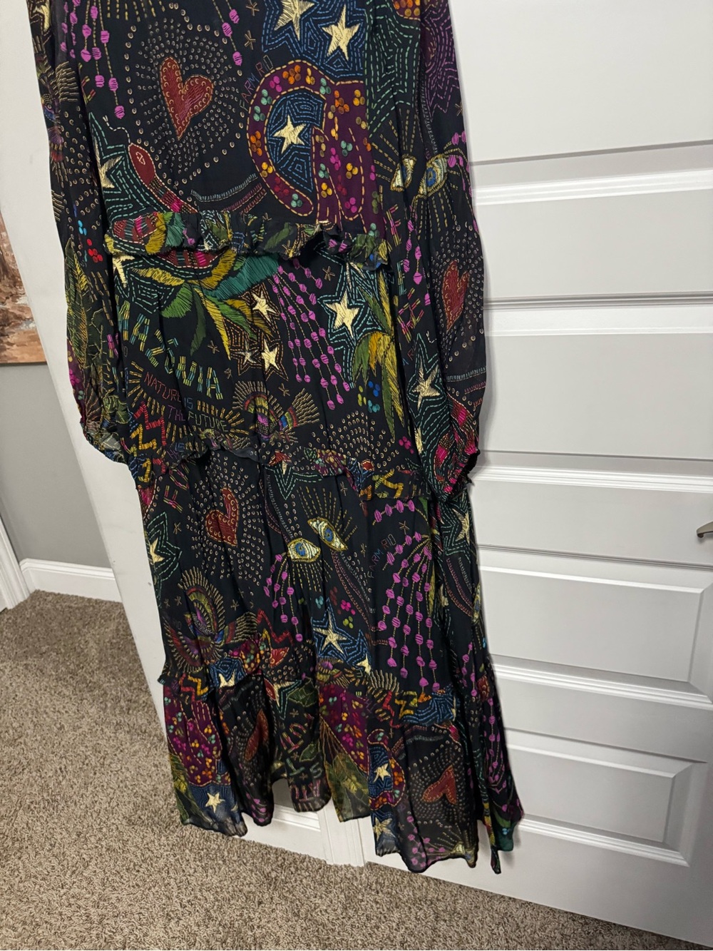 FARM Rio Black Maxi Dress with Multicolor Celestial & Heart Motif - Picture 3 of 3
